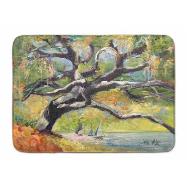 Carolines Treasures Oak Tree on the Bay with Sailboats Machine Washable Memory Foam Mat JMK1132RUG - main